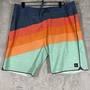 Rip Curl Mirage Board Shorts Mens 38 Unlined Surf Grip Drawstring Striped Surfer